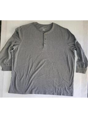 Harbor Bay Long Sleeve Henley PullOver Gray Shirt Mens 4XL